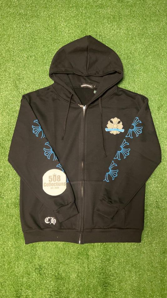 Black & Blue Chrome Zip-Up
